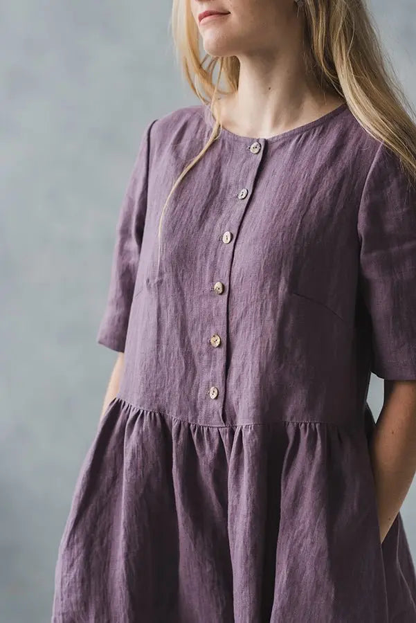 Linen Dress with Buttons - Epic Linen luxury linen