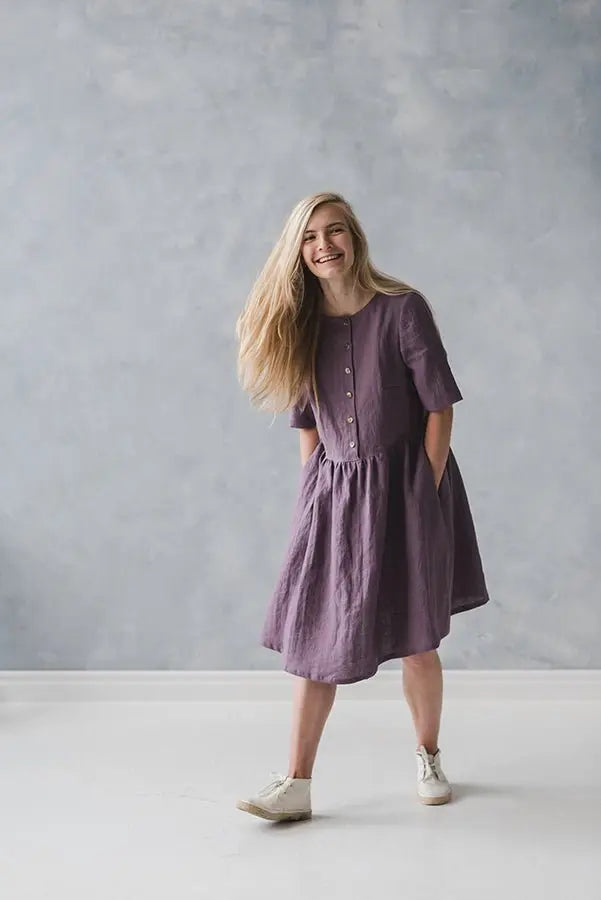 Linen Dress with Buttons - Epic Linen luxury linen