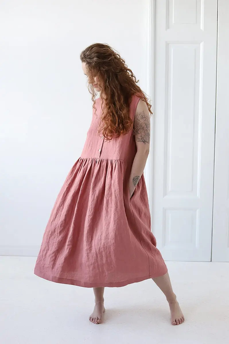 Linen Dress with Buttons - Epic Linen luxury linen