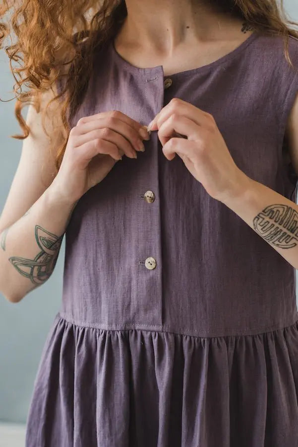 Linen Dress with Buttons - Epic Linen luxury linen