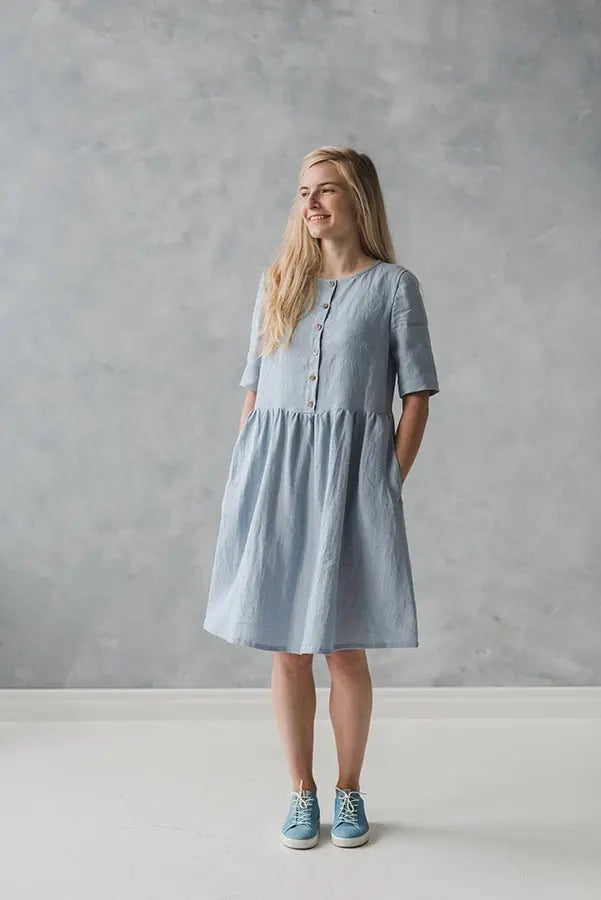 Linen Dress with Pockets - Epic Linen luxury linen