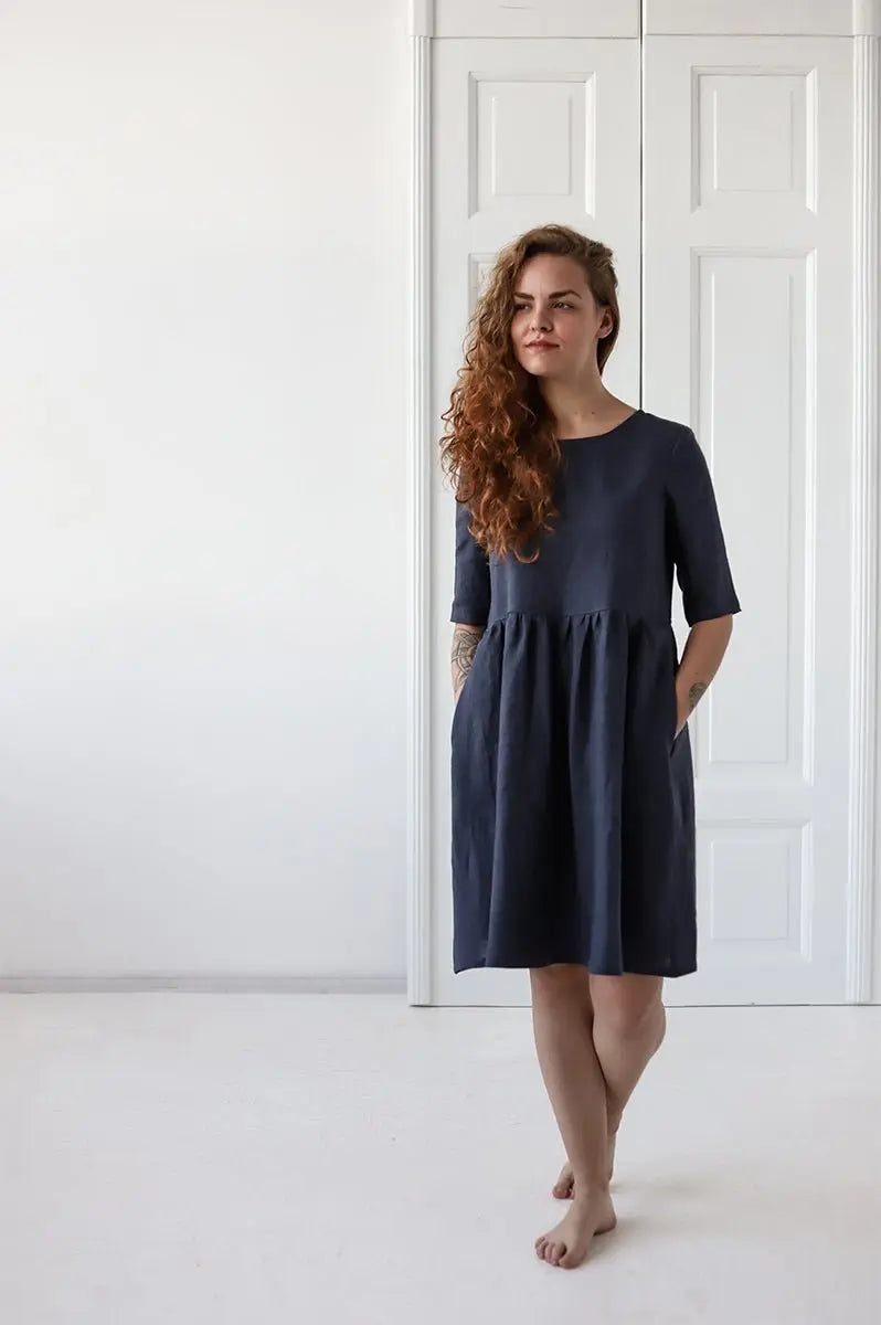 Linen Dress with Pockets - Epic Linen luxury linen