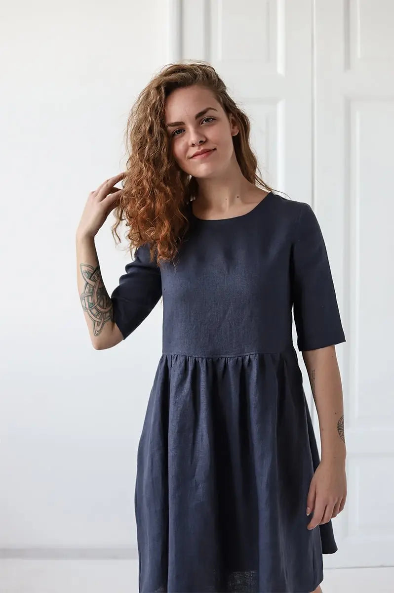 Linen Dress with Pockets - Epic Linen luxury linen