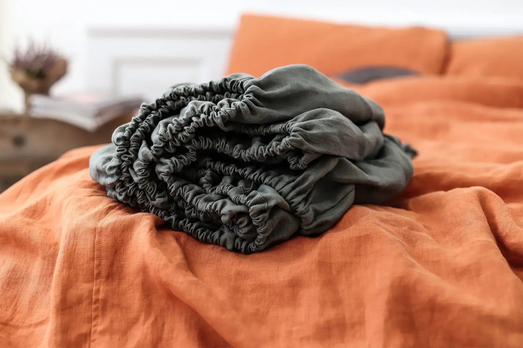 Linen Fitted Sheet Forest Green - Epic Linen luxury linen