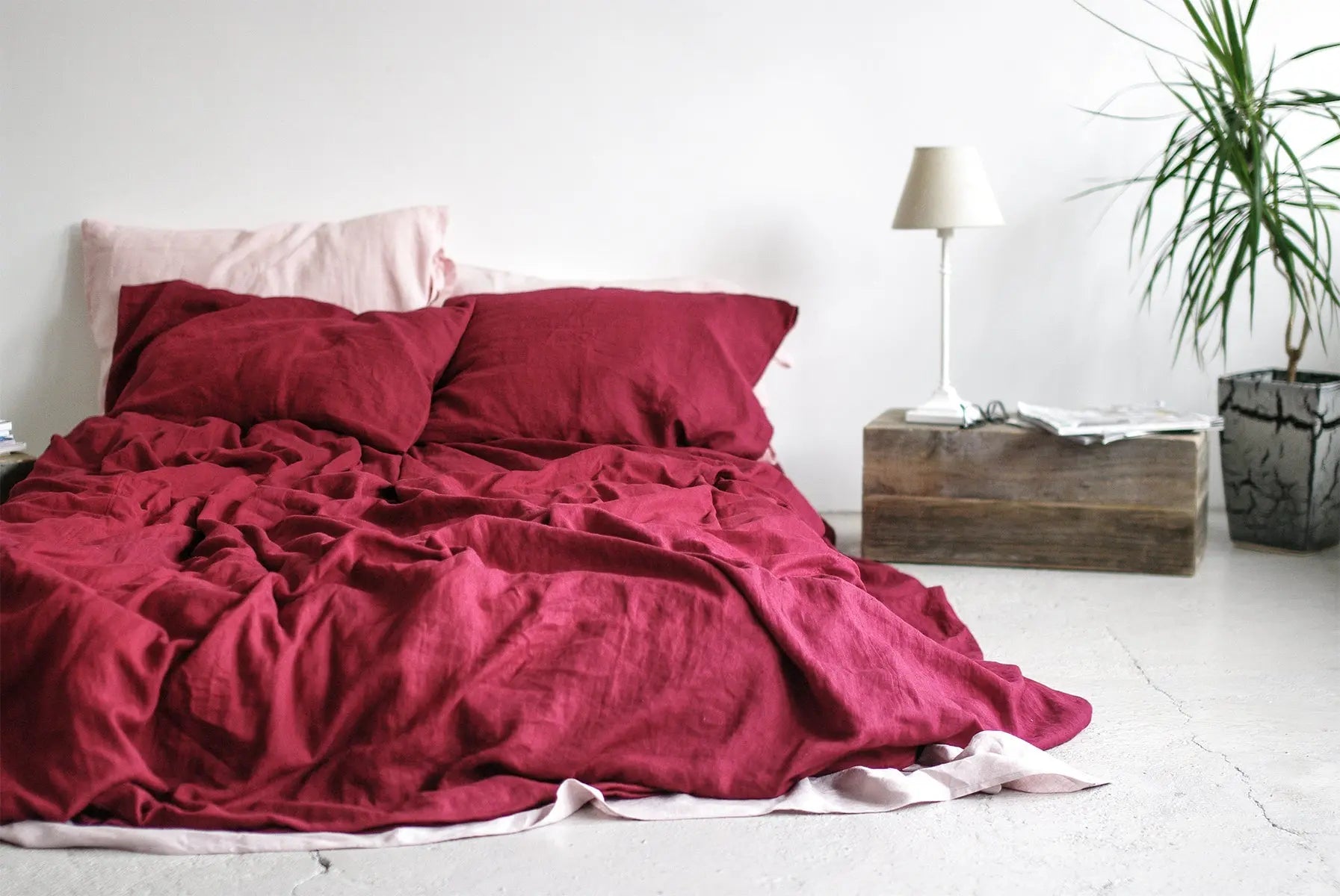Linen Flat Sheet Dark Cherry Red - Epic Linen luxury linen