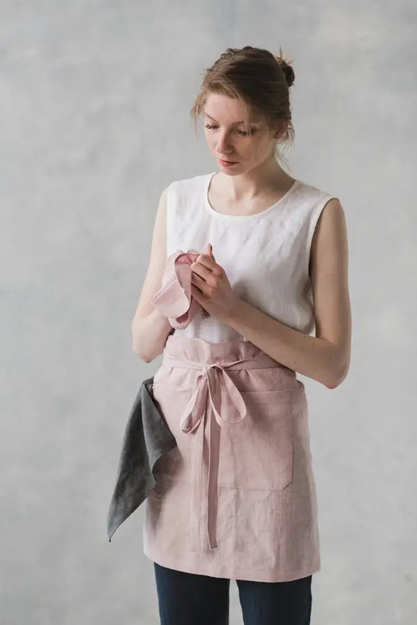 Linen Half Apron - Epic Linen luxury linen