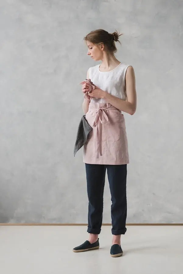 Linen Half Apron - Epic Linen luxury linen