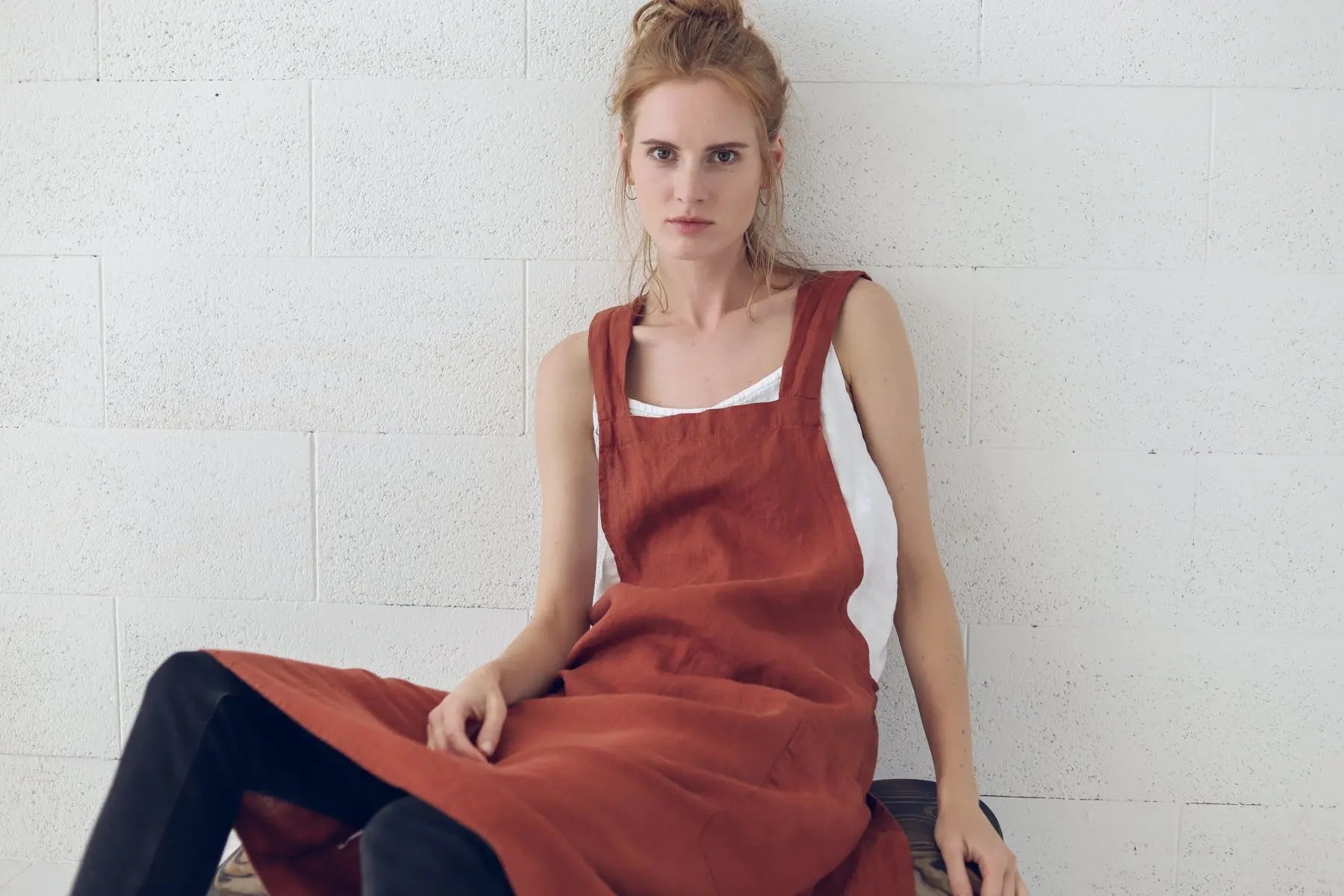 Linen Japanese Style Pinafore Apron - Epic Linen luxury linen