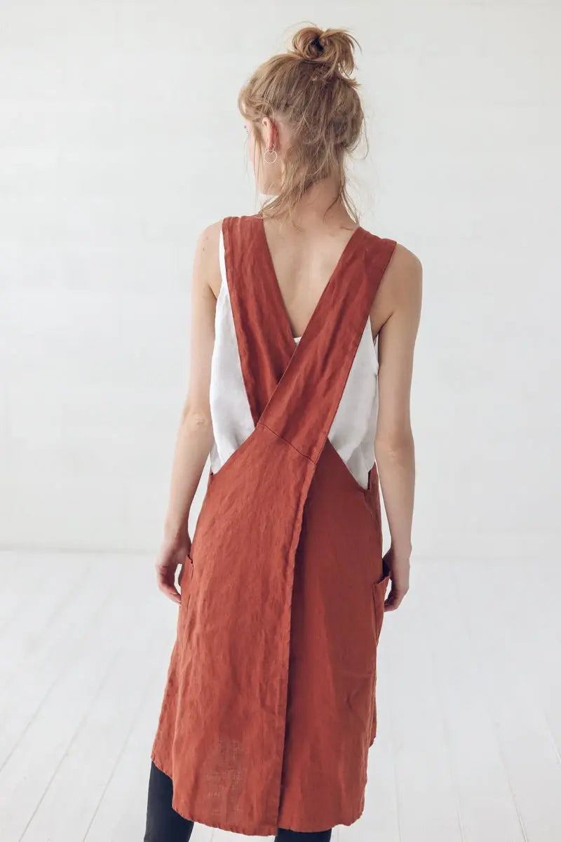 Linen Japanese Style Pinafore Apron