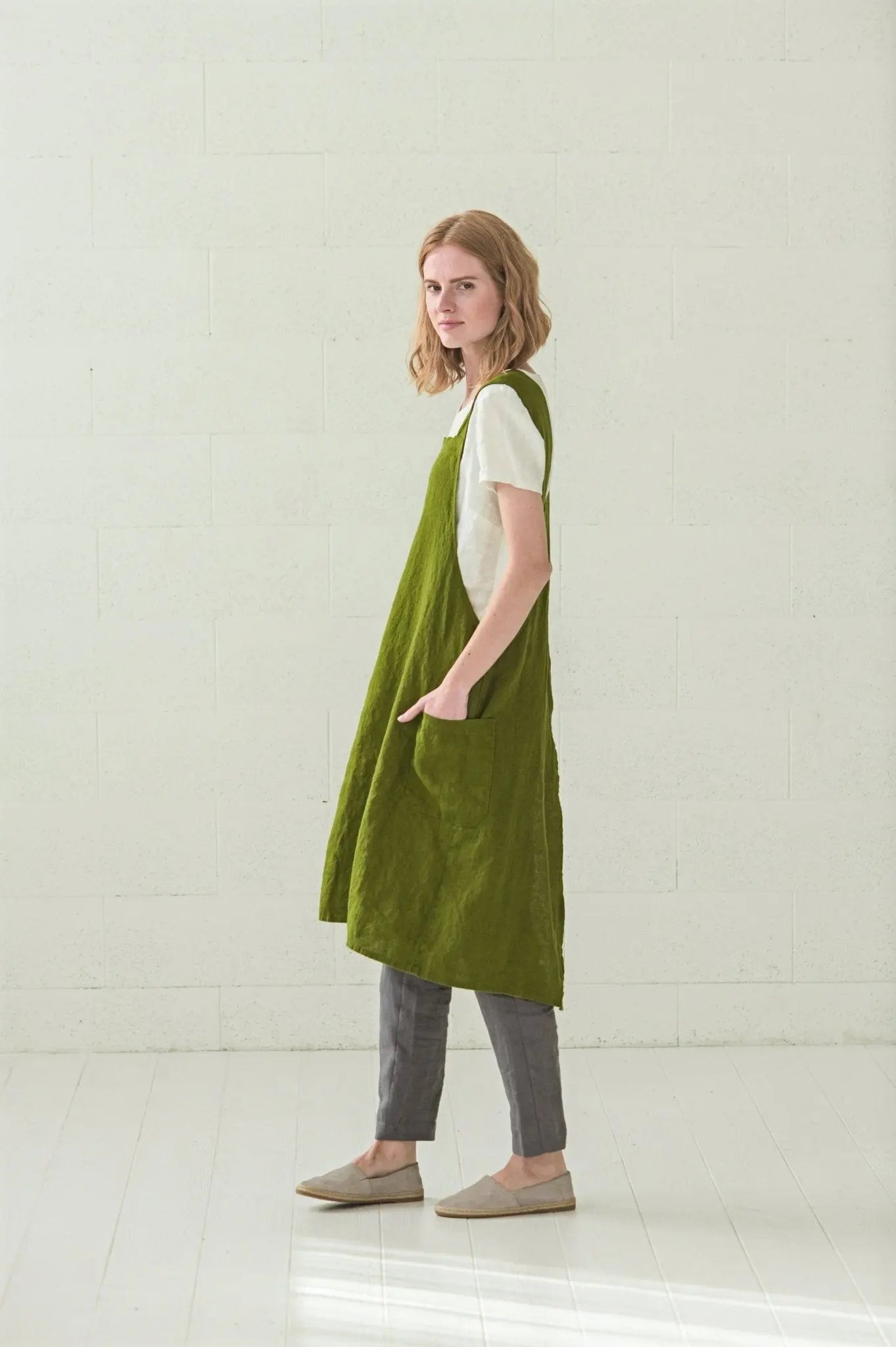 Linen Japanese Style Pinafore Apron - Epic Linen luxury linen