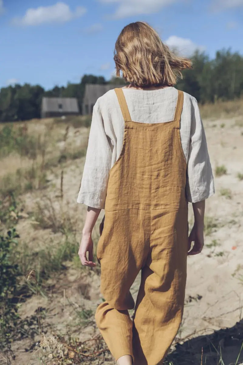 Linen Jumpsuit with Adjustable Straps - Epic Linen luxury linen