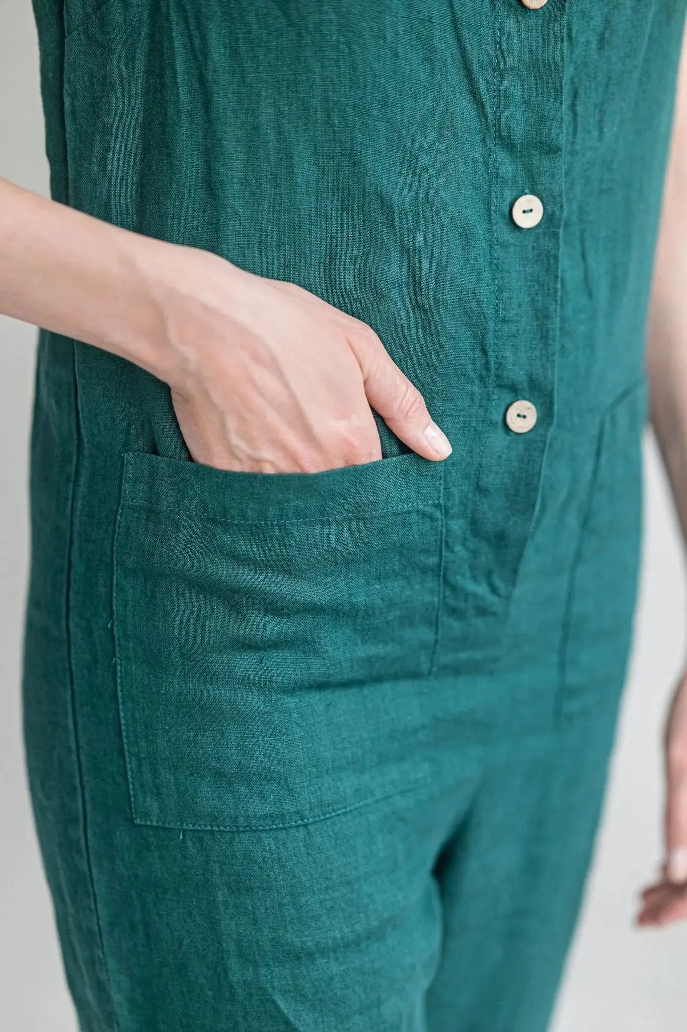 Linen Jumpsuit with Front Pockets - Epic Linen luxury linen