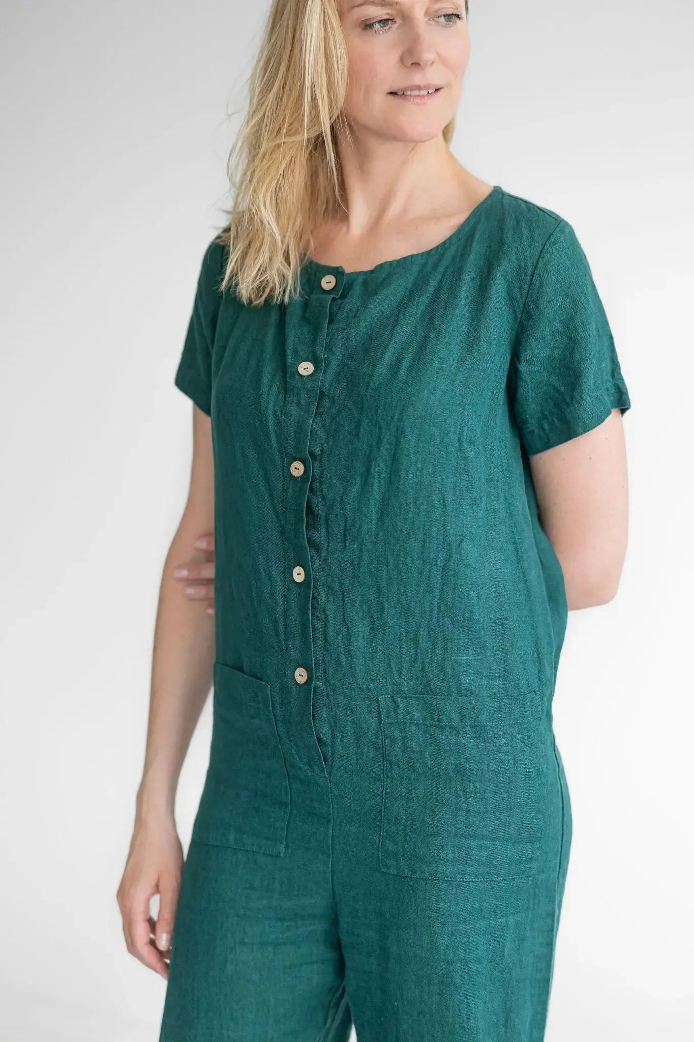Linen Jumpsuit with Front Pockets - Epic Linen luxury linen