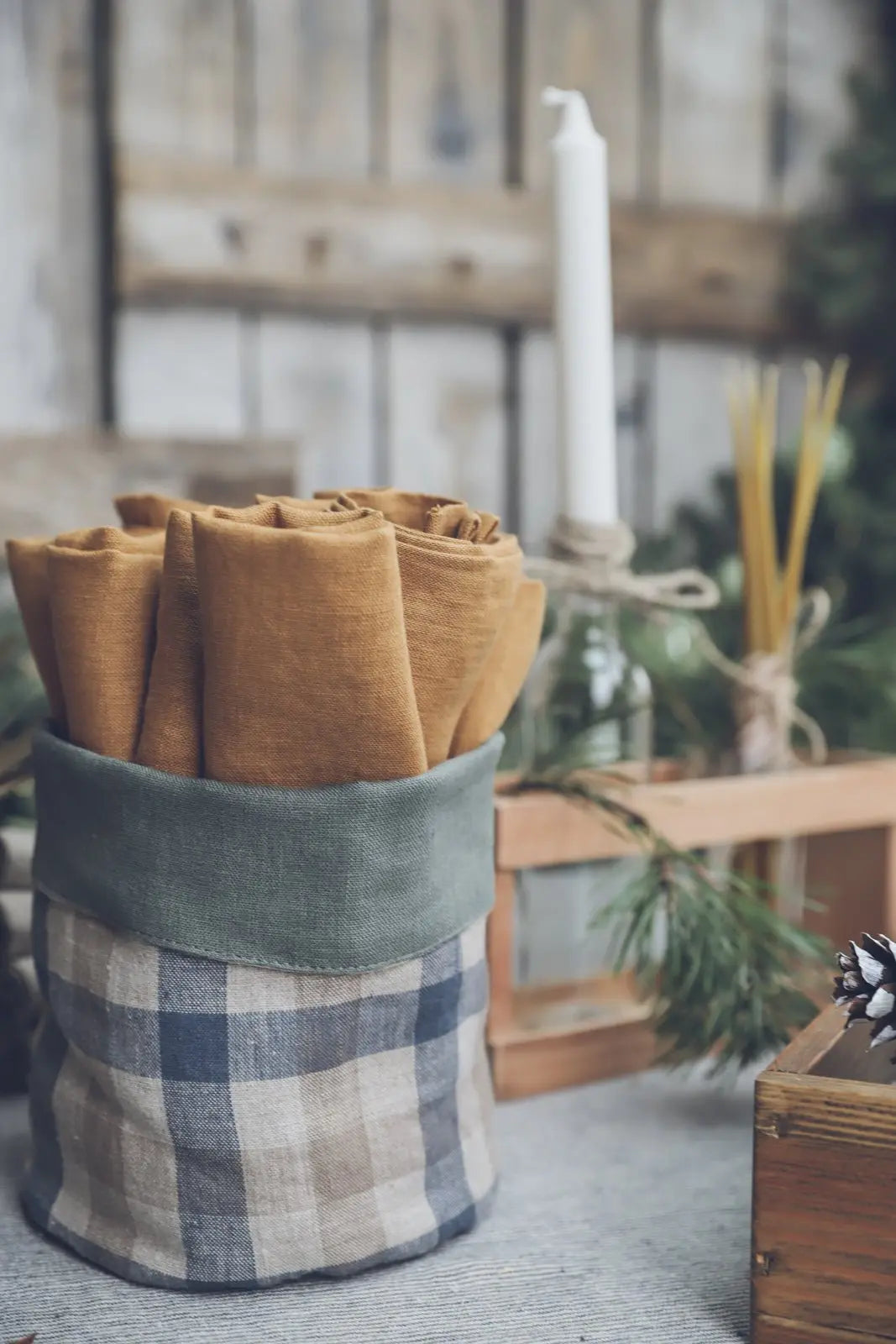 Linen Kitchen Storage Basket - Epic Linen luxury linen