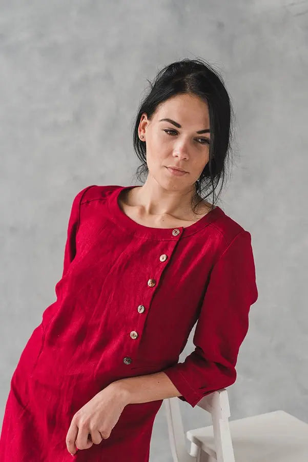 Linen Long Dress with Buttons - Epic Linen luxury linen