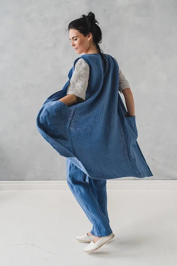 Linen Long Vest Cardigan - Epic Linen luxury linen