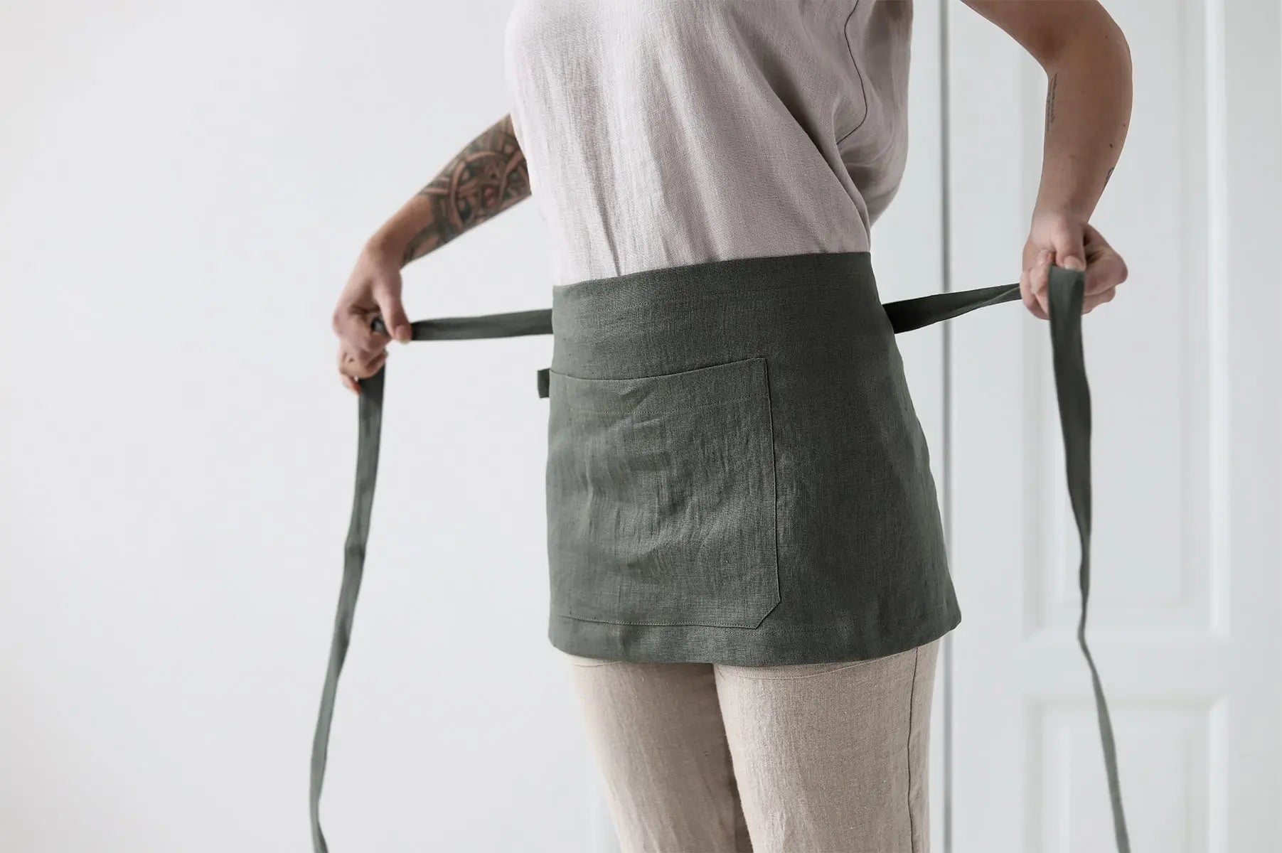 Linen Mini Cafe Apron - Epic Linen luxury linen