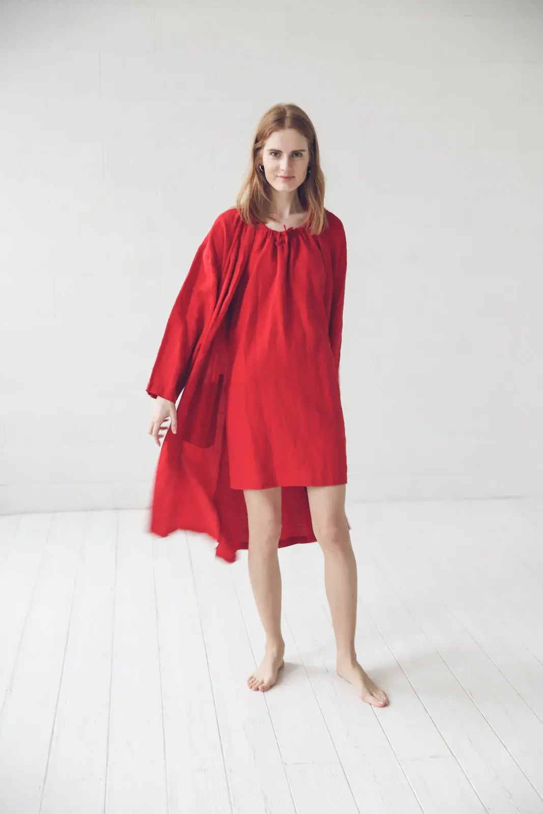 knee length dresses for ladies Linen Nightgown, Linen sleepwear main image 1