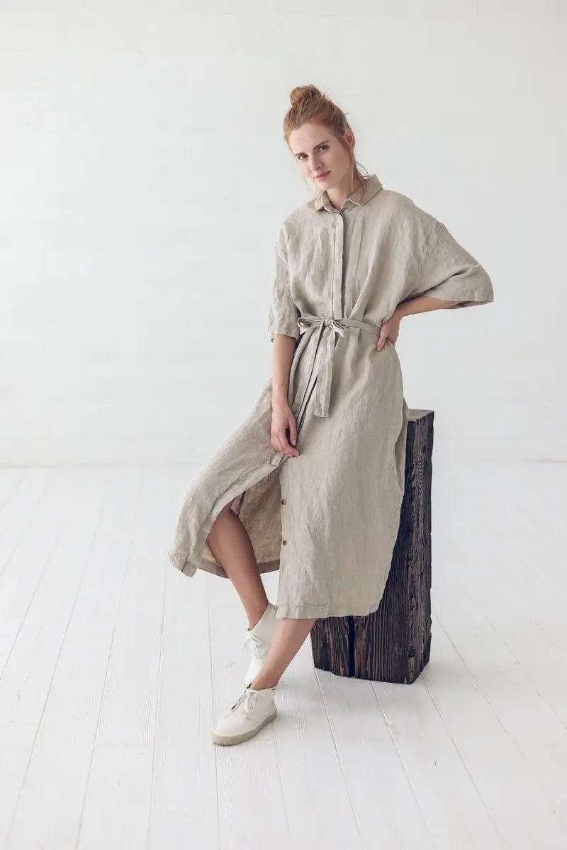 Linen Shirt Dress - Stylish & Comfortable Shirt Dress Linen Shirt Dress - Stylish & Comfortable Shirt Dress