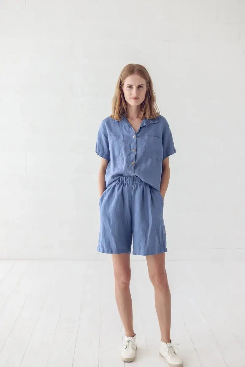 womens linen dress shorts Laundered Linen Shorts