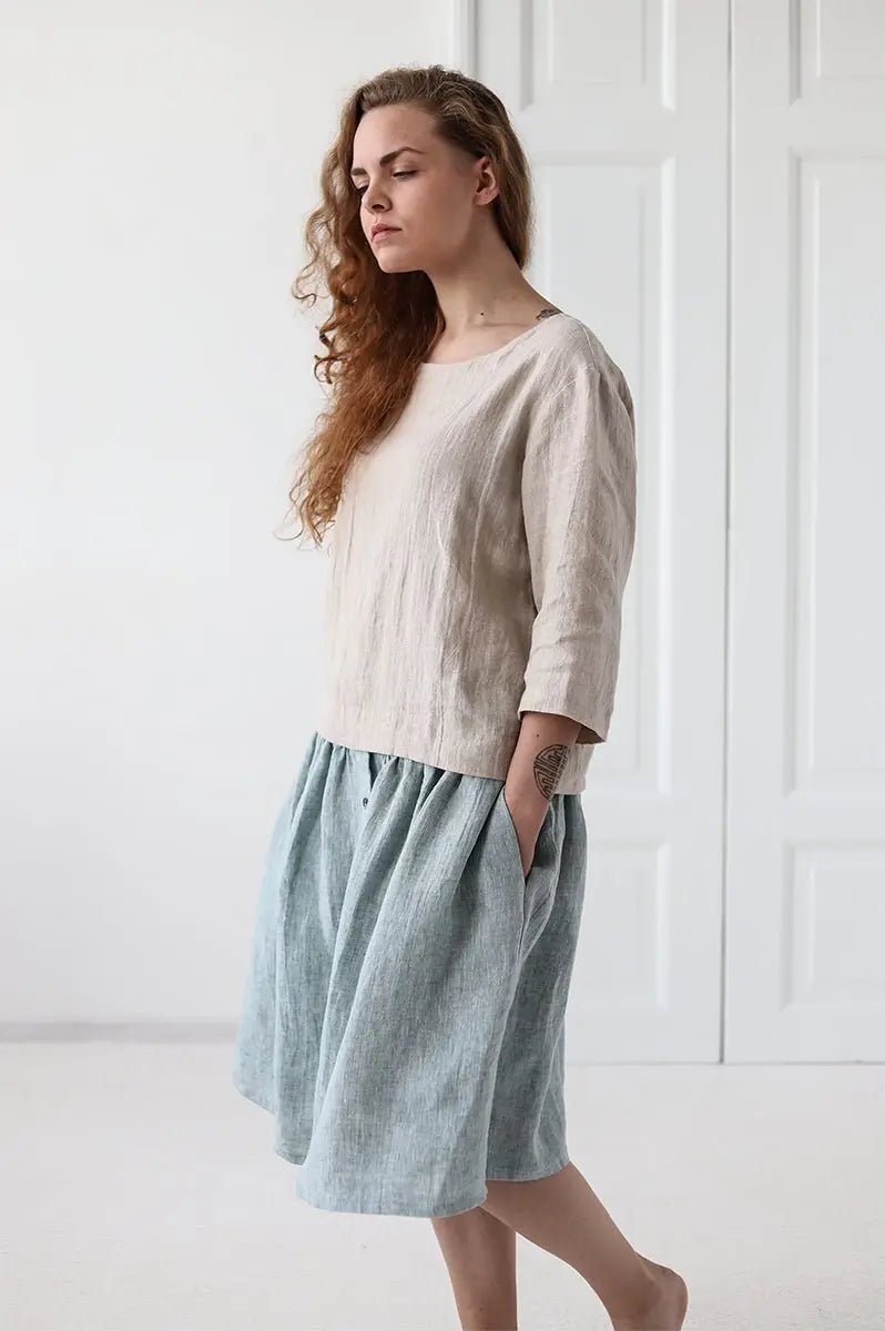 Linen Skirt With Buttons - Epic Linen luxury linen