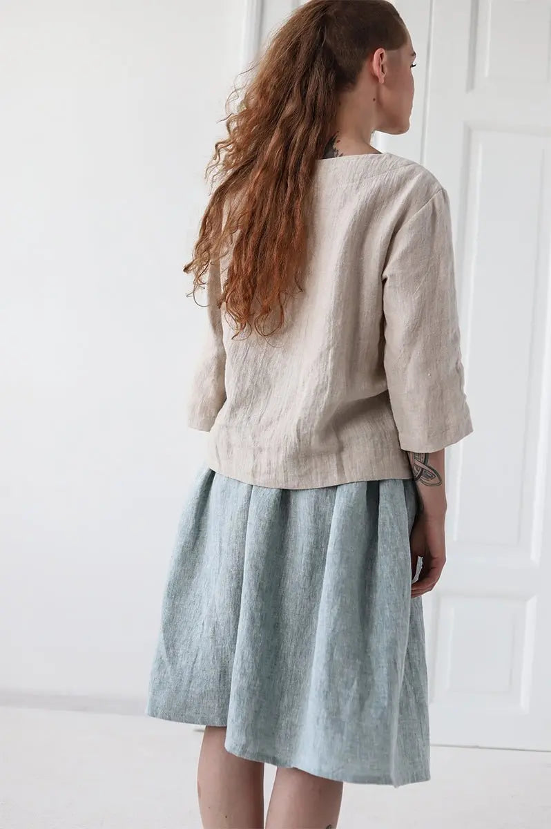 Linen Skirt With Buttons - Epic Linen luxury linen