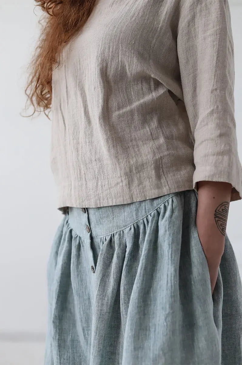 Linen Skirt With Buttons - Epic Linen luxury linen