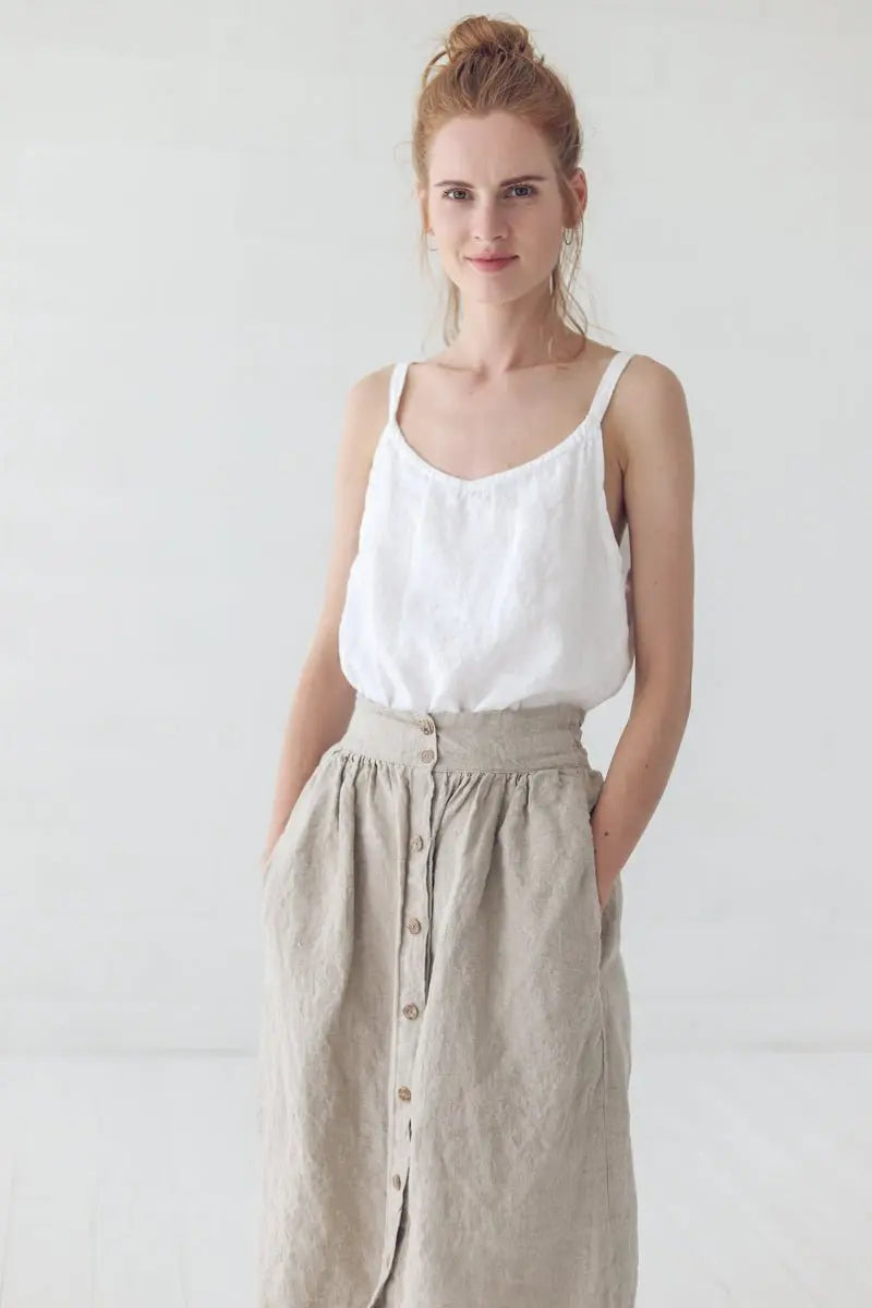 Linen Skirt With Buttons - Epic Linen luxury linen