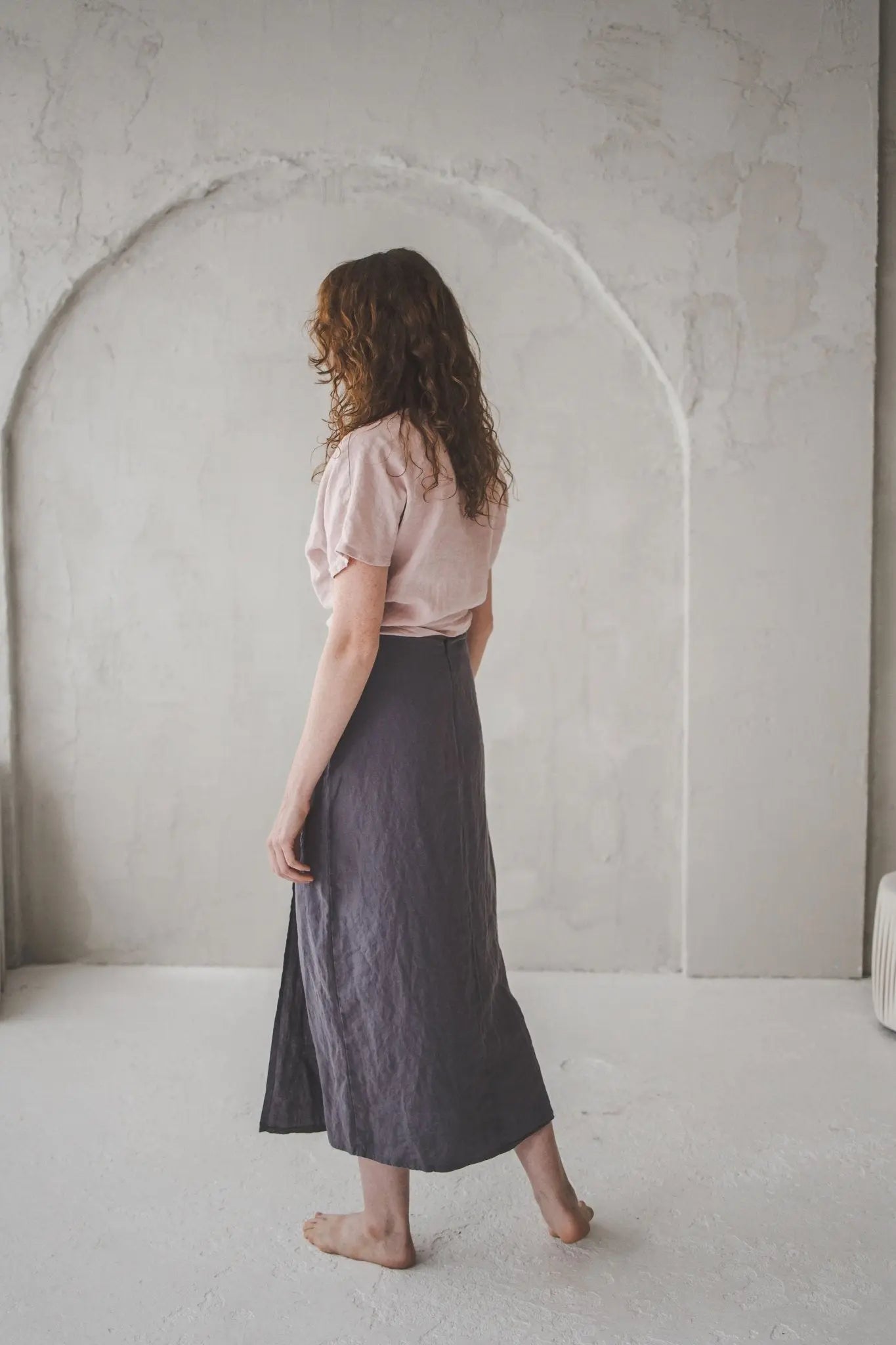 Linen Skirt With Front Slit - Epic Linen luxury linen