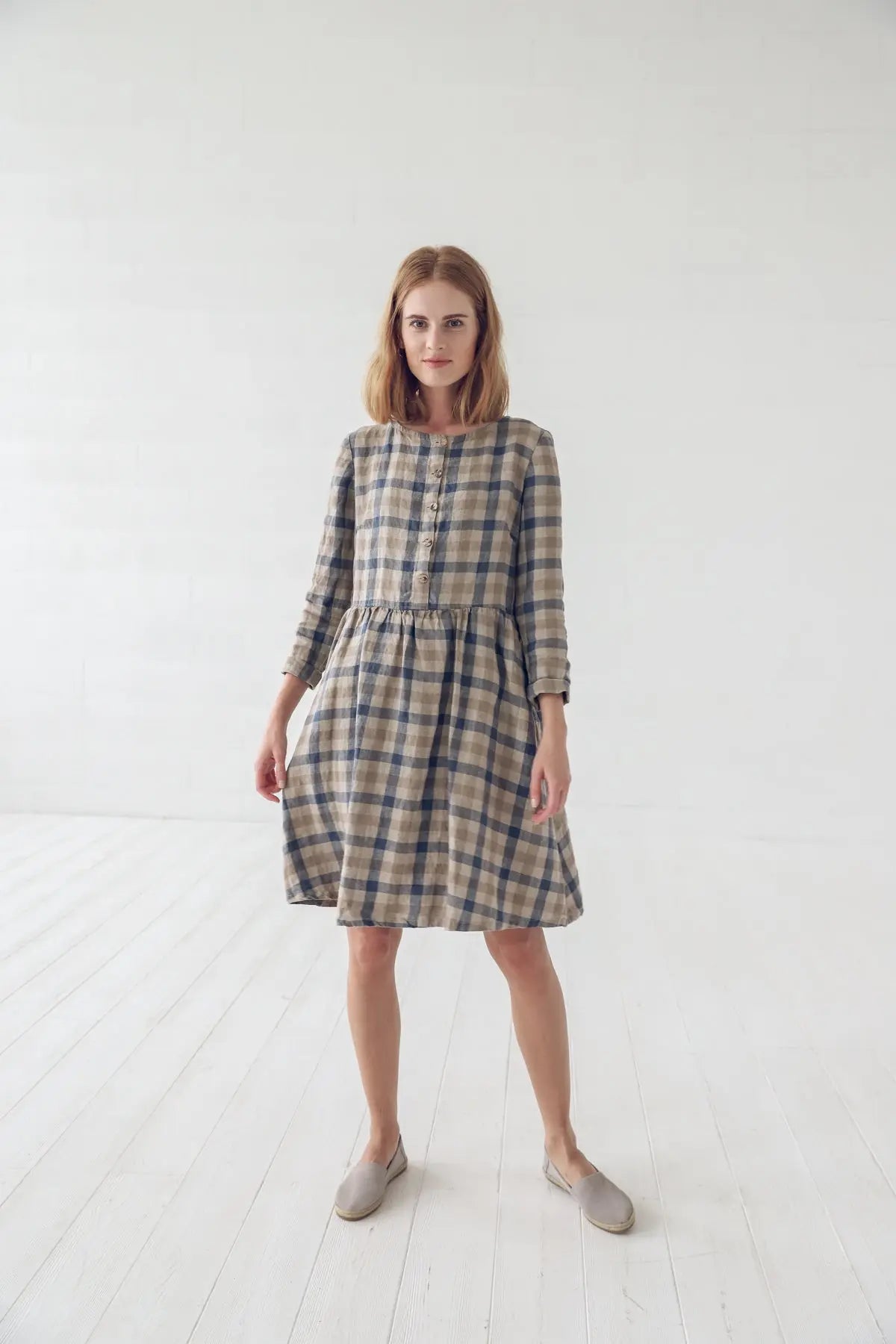 Linen Swing Dress with Long Sleeves - Epic Linen luxury linen