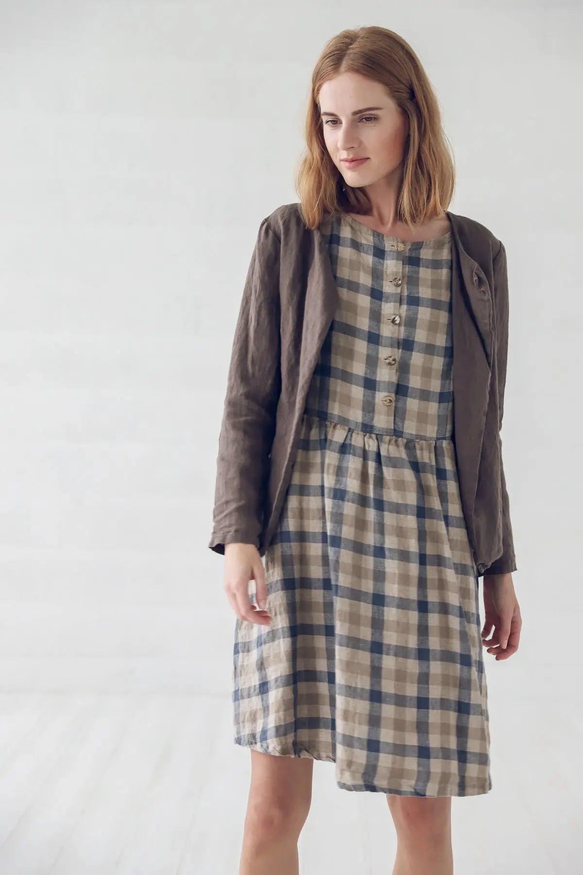 Linen Swing Dress with Long Sleeves - Epic Linen luxury linen