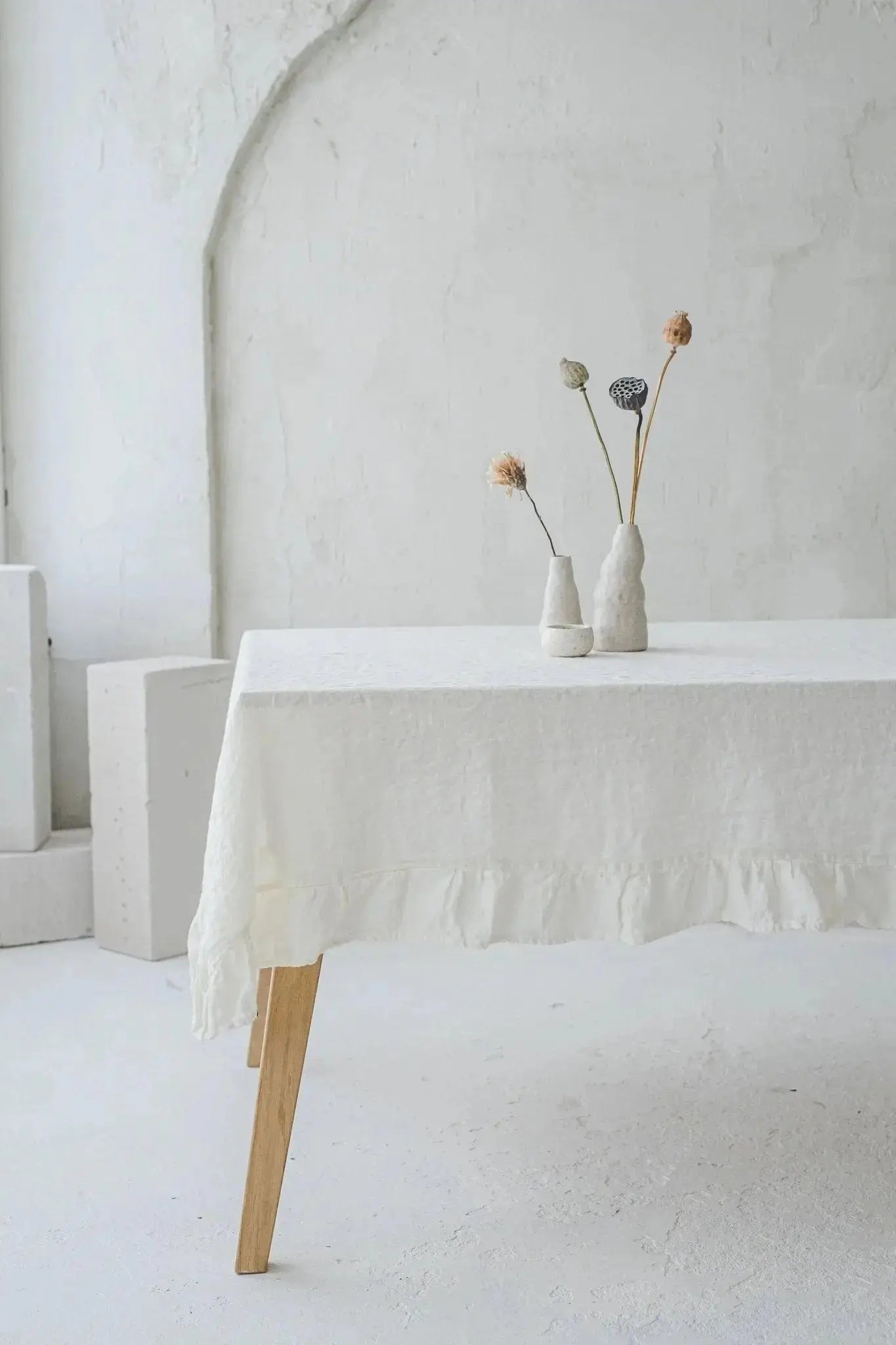 Linen Tablecloth with Ruffles - Epic Linen luxury linen
