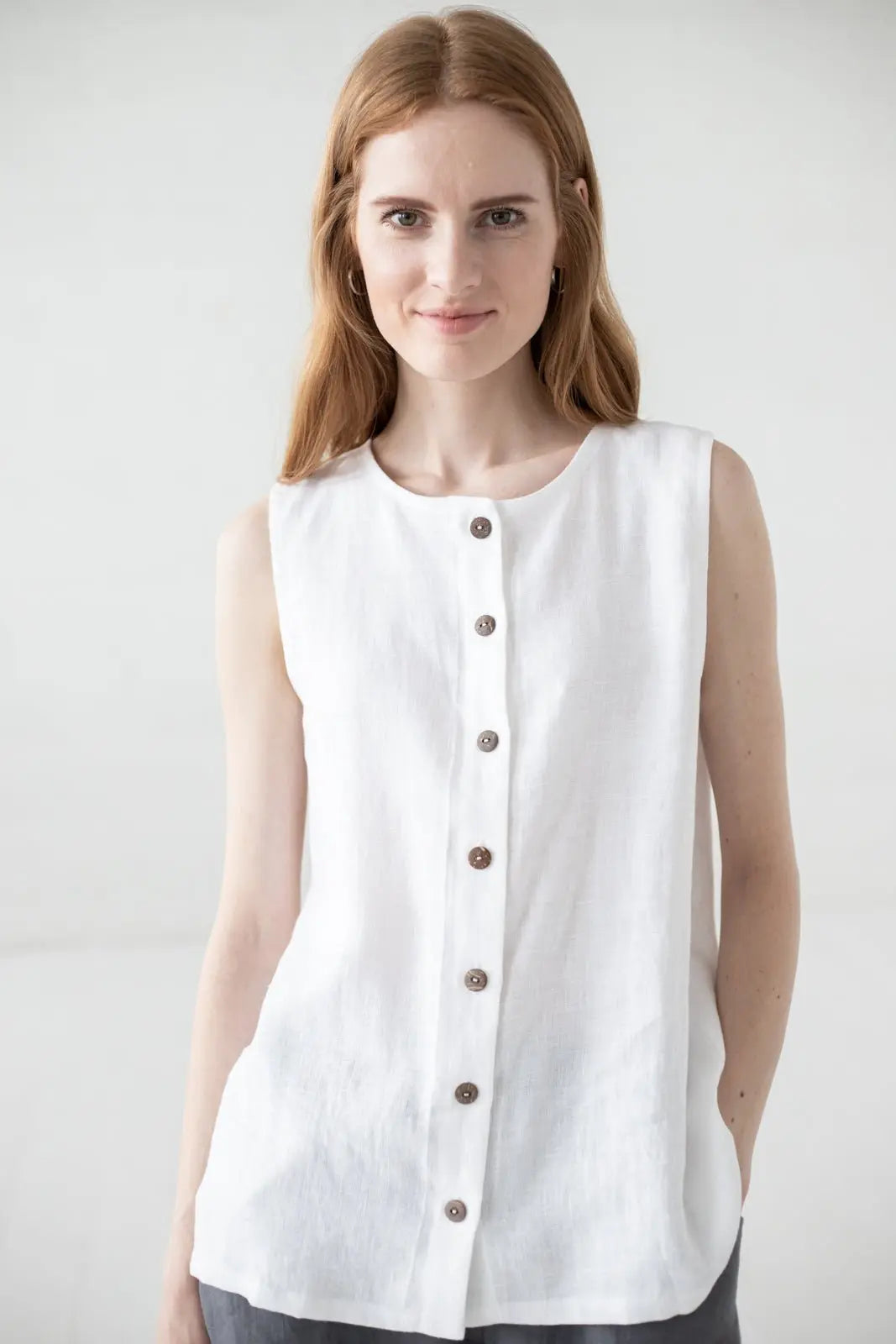 Linen Tank Top Buttons Down - Epic Linen luxury linen
