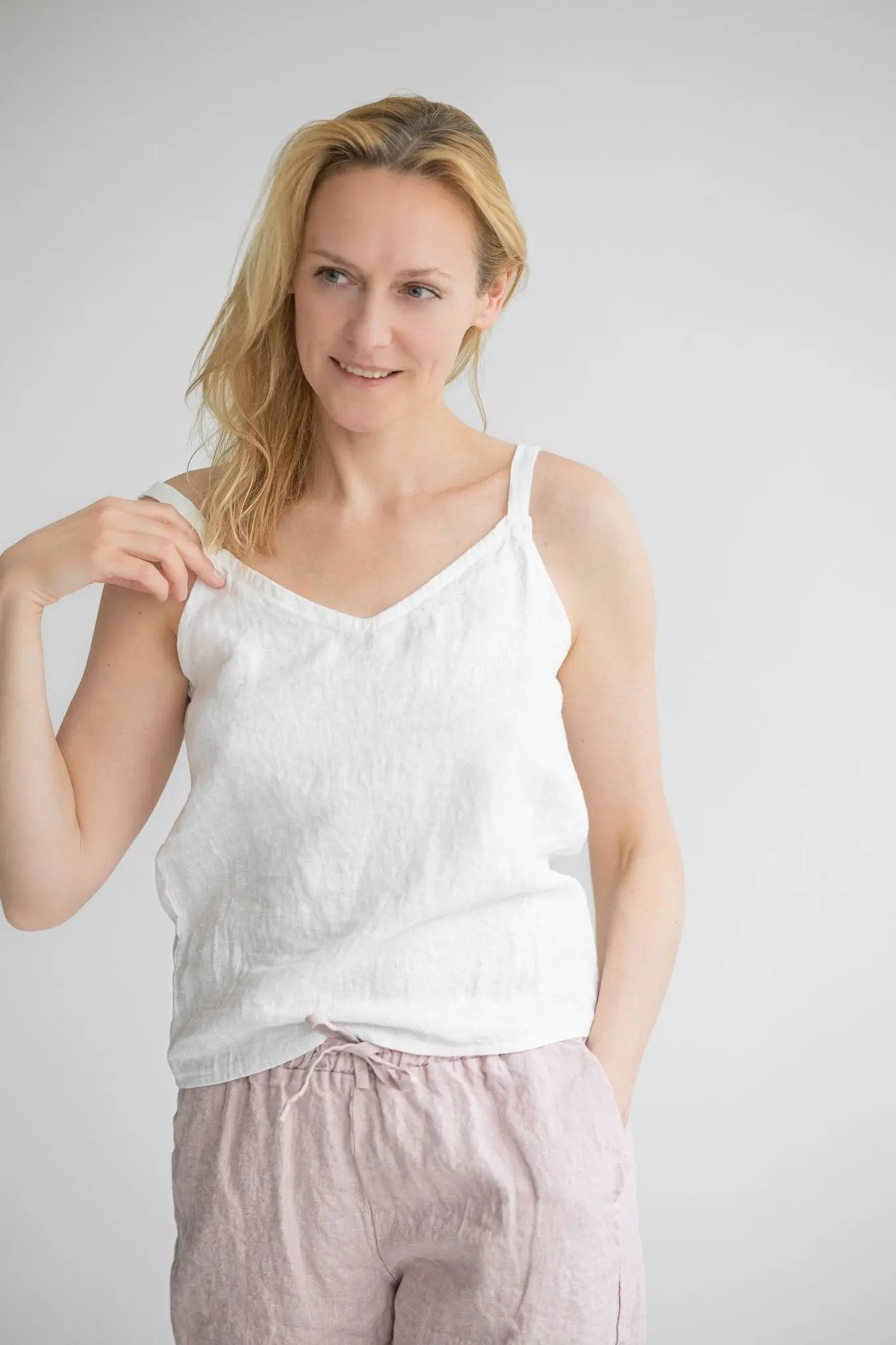 Linen Top Sara in White - Epic Linen luxury linen