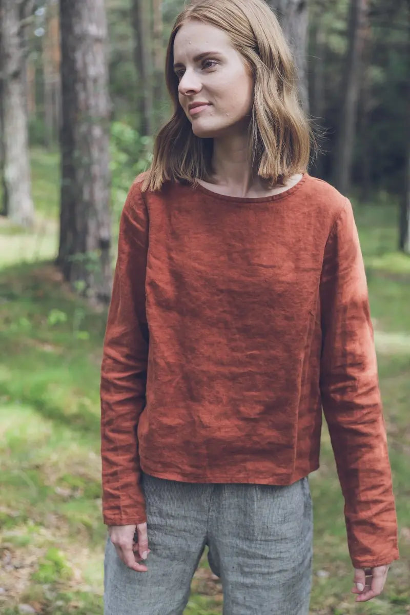 Long Sleeves Linen Blouse - Epic Linen luxury linen