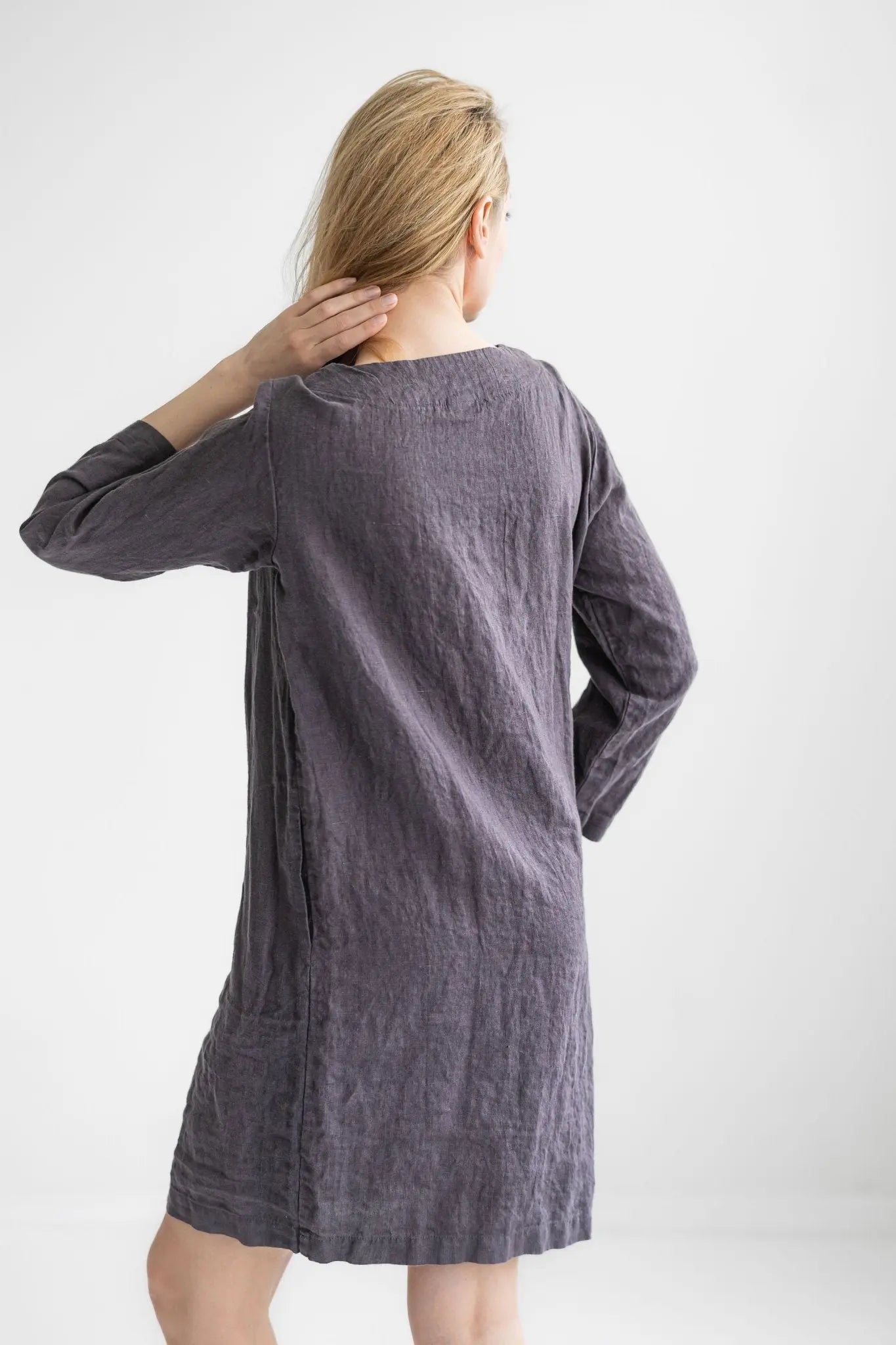 Long Sleeves Linen Dress - Epic Linen luxury linen
