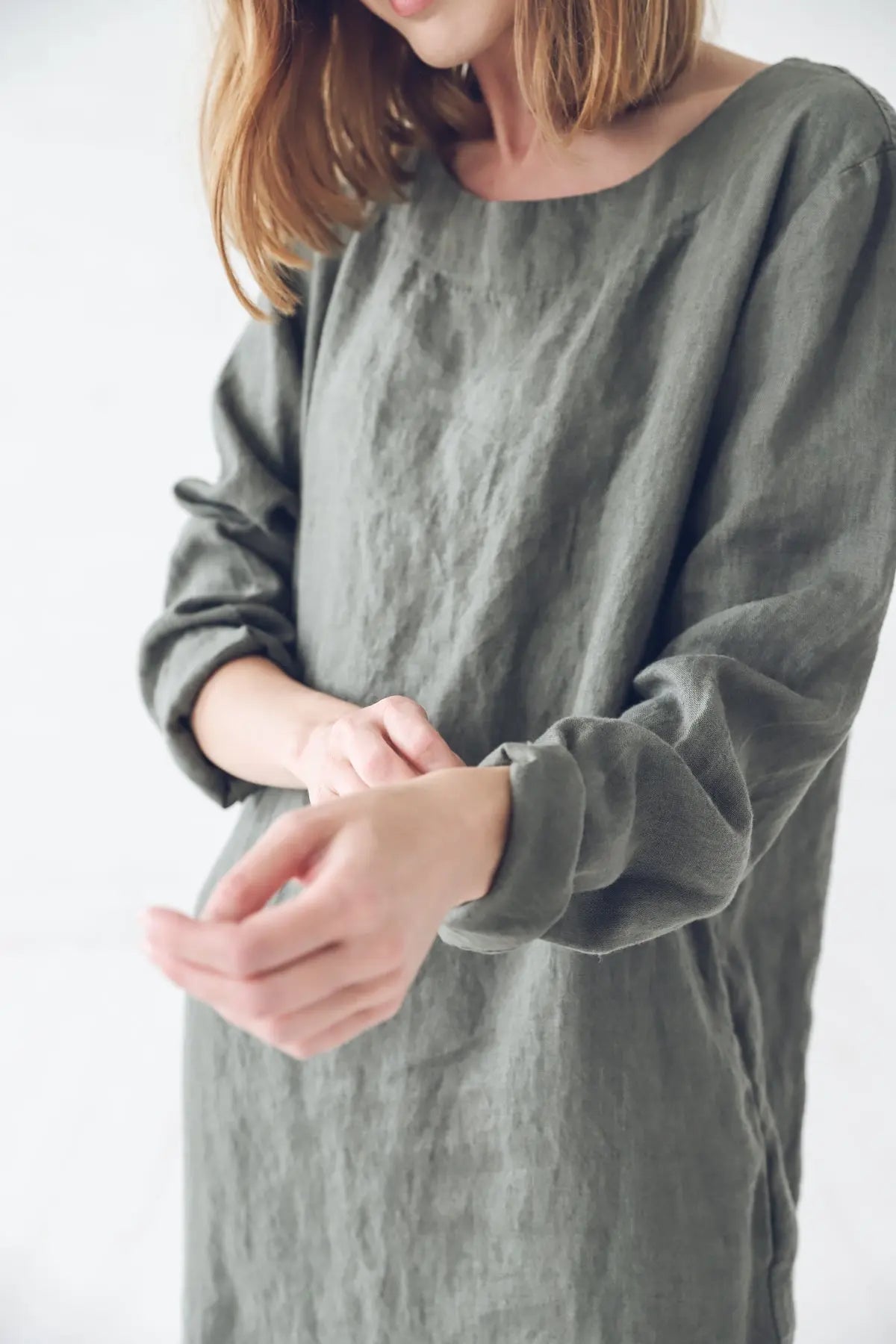 Long Sleeves Linen Dress - Epic Linen luxury linen
