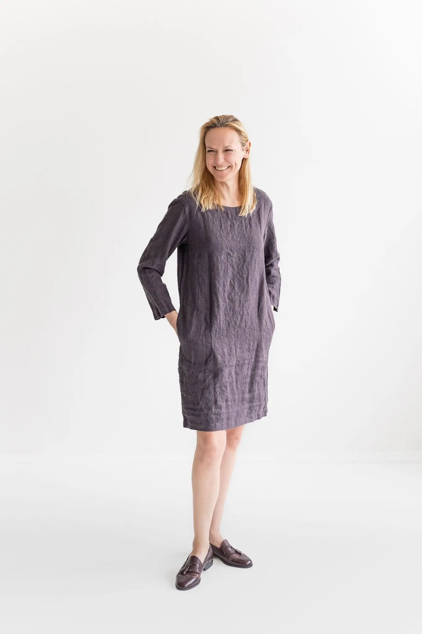 Long Sleeves Linen Dress - Epic Linen luxury linen