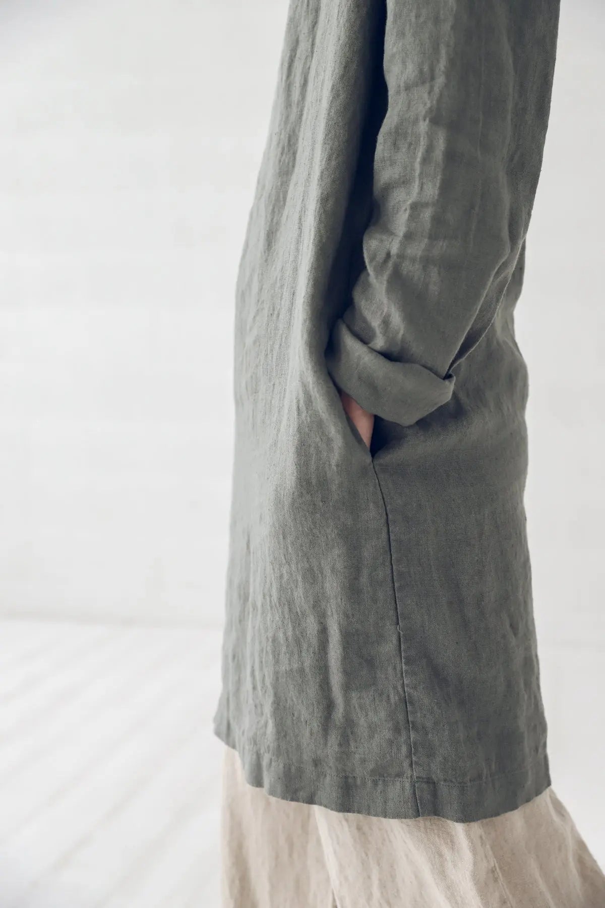 Long Sleeves Linen Dress - Epic Linen luxury linen