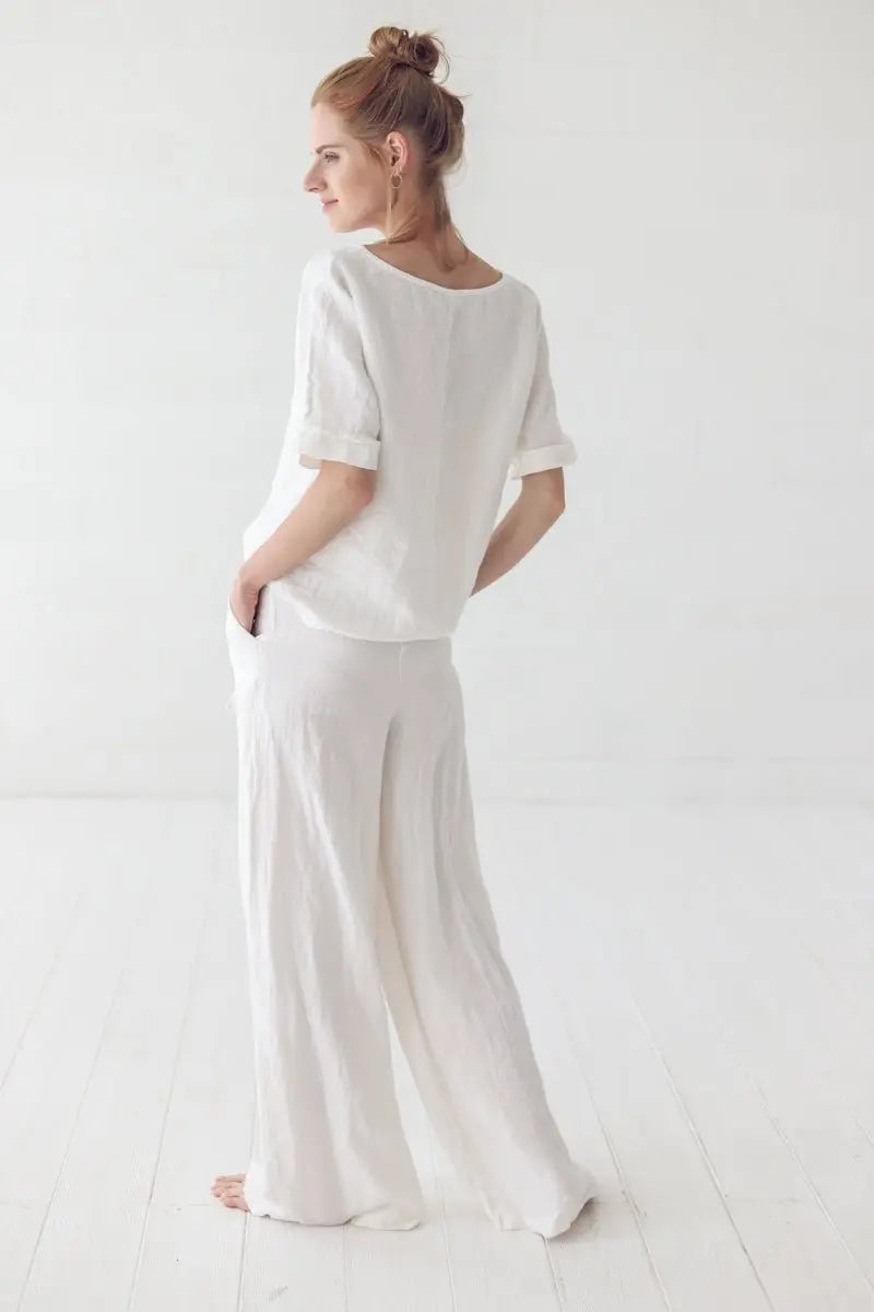 Loose Wide Linen Pants - Epic Linen luxury linen