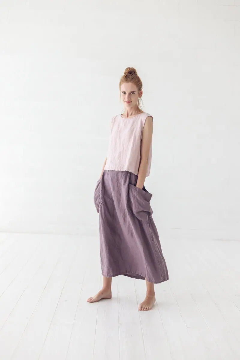 Maxi Linen Skirt with Large Pockets - Epic Linen luxury linen
