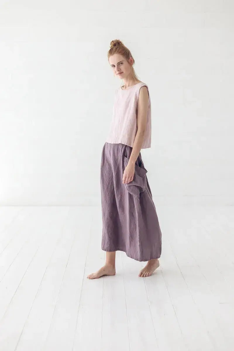 Maxi Linen Skirt with Large Pockets - Epic Linen luxury linen