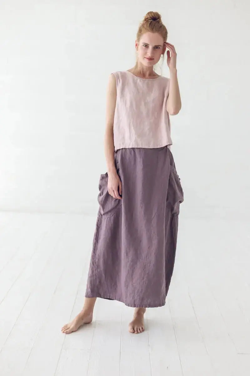 Maxi Linen Skirt with Large Pockets - Epic Linen luxury linen