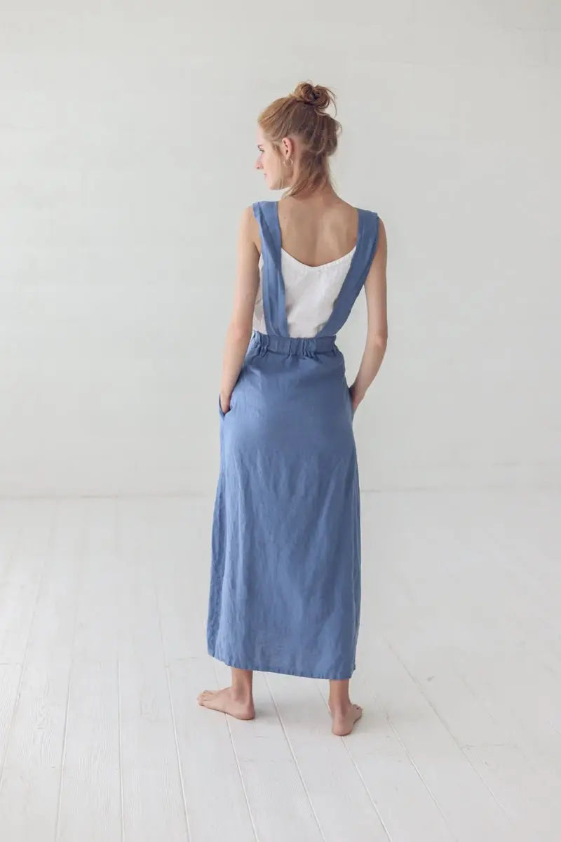 Maxi Linen Skirt with Straps - Epic Linen luxury linen