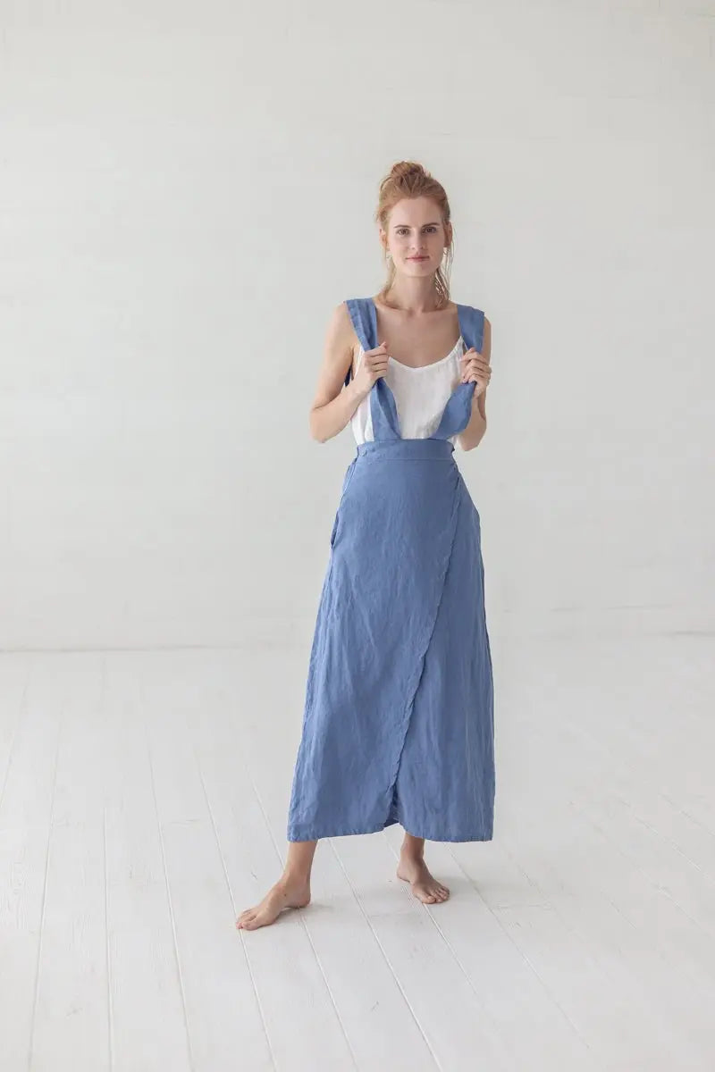 Maxi Linen Skirt with Straps - Epic Linen luxury linen