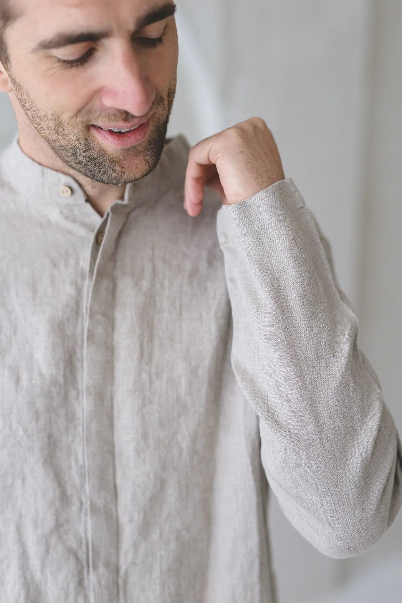 Men's Linen Shirt With Hidden Buttons - Epic Linen luxury linen