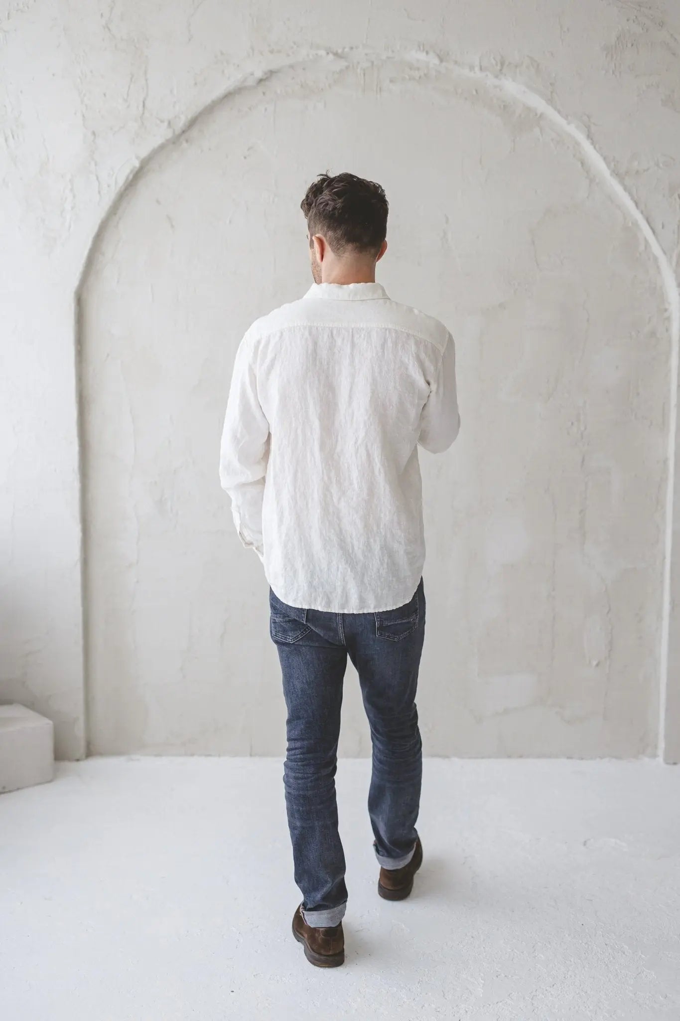 Men's Linen Shirt With Hidden Buttons - Epic Linen luxury linen