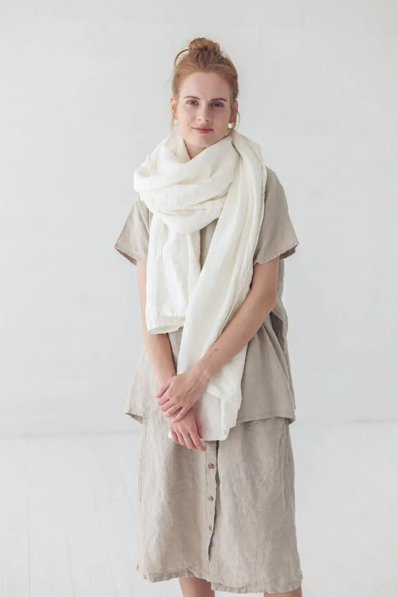 Natural Linen Scarf in a Sustainable Gift Box - Epic Linen luxury linen