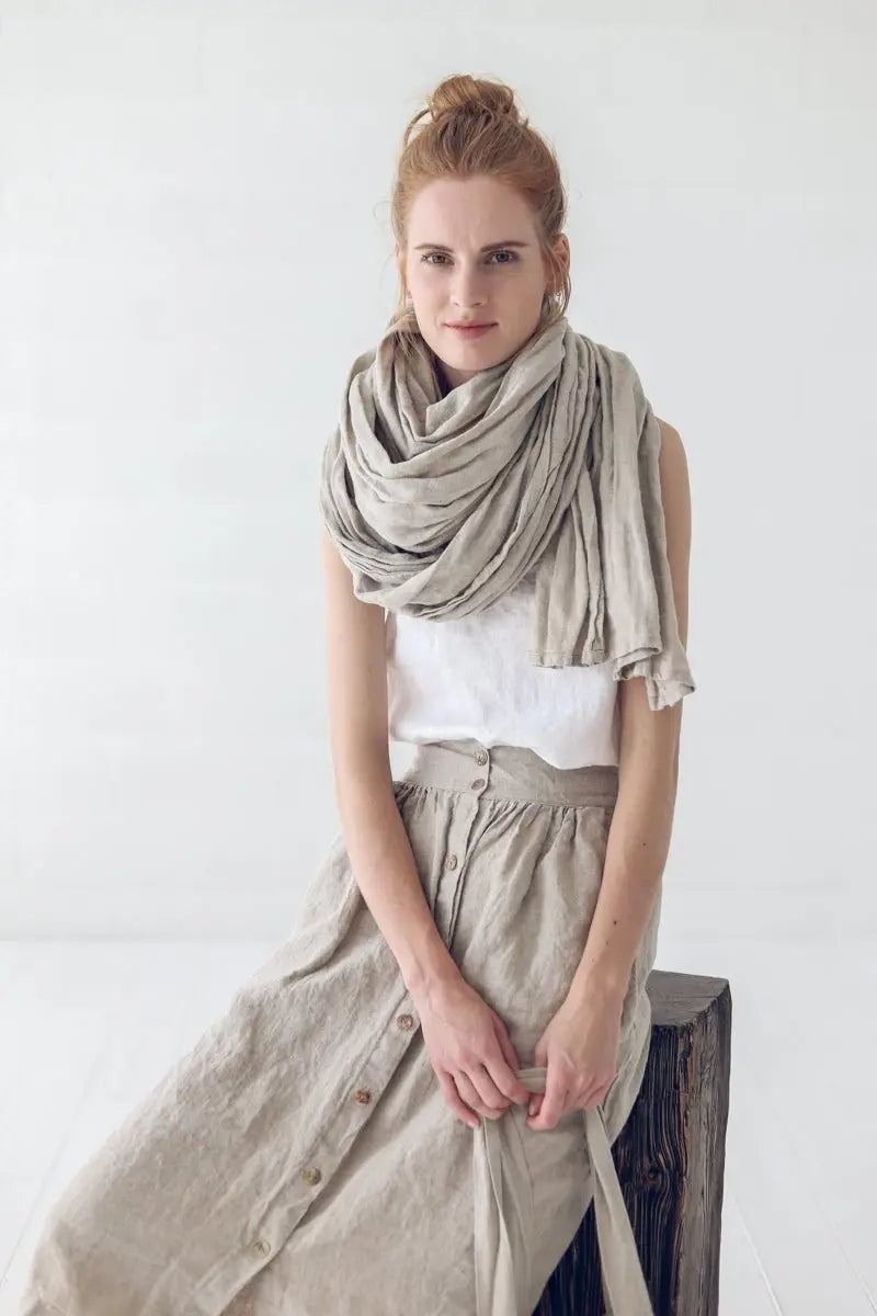 Natural Linen Scarf in a Sustainable Gift Box - Epic Linen luxury linen