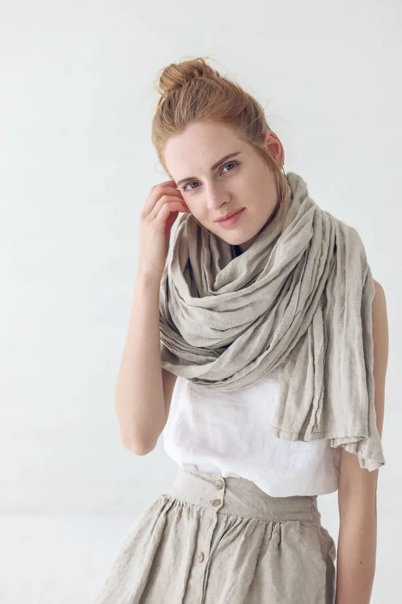 Natural Linen Scarf in a Sustainable Gift Box - Epic Linen luxury linen